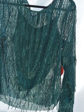 Eva Franco Green Sequin Top SZ M NWT